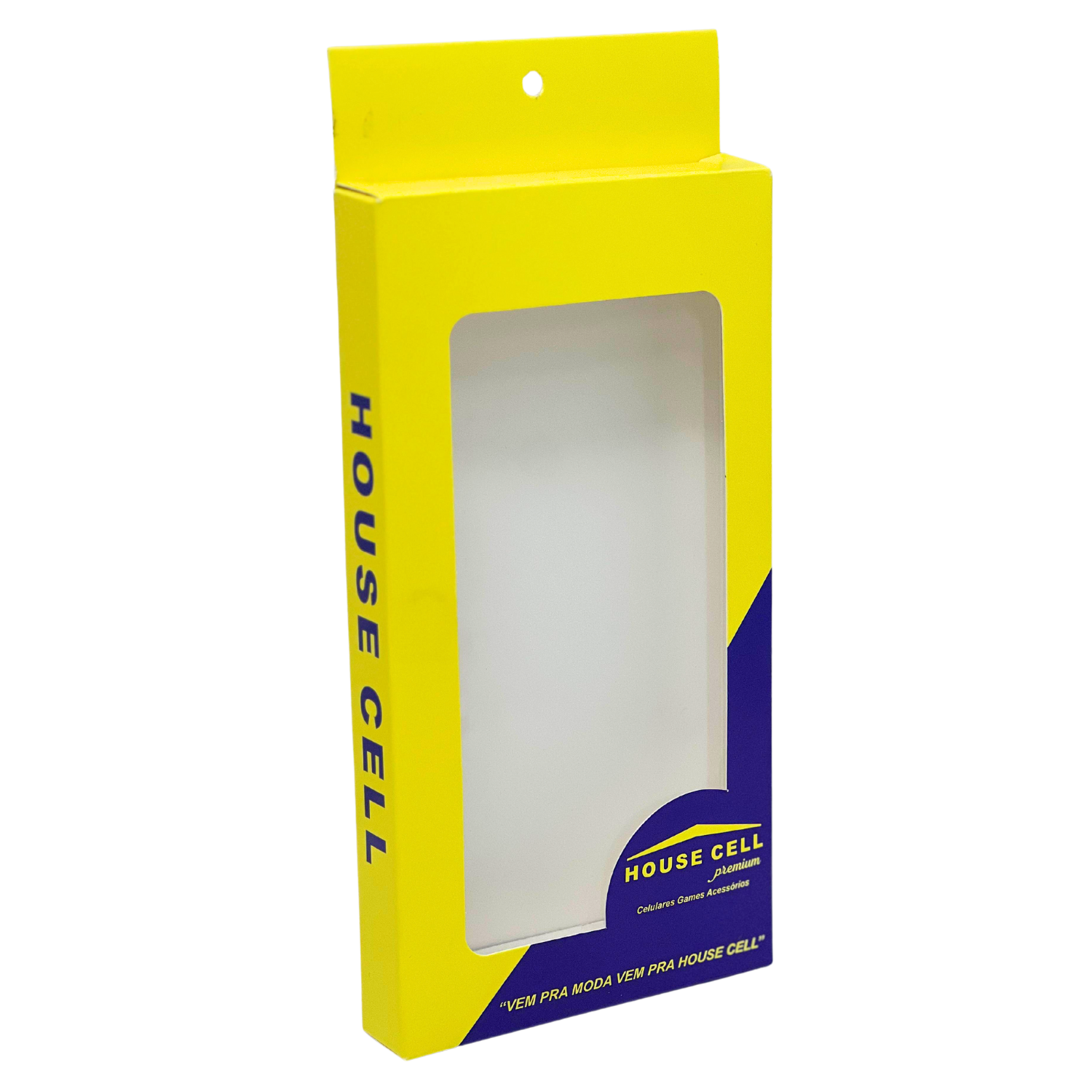 Embalagem p/ capinha de Celular c/ Visor Vazado (10 x 2 x 19 cm) Personalizada