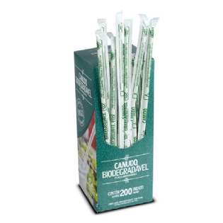 Canudo Plástico Biodegradável - 200 unidades