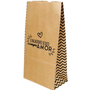 Saco Kraft (18 x 10,5 x 36 cm) Sempre Amor - 100 Unidades