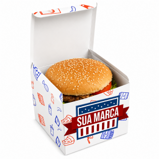 Embalagem Caixa Lanche Gourmet (12 x 12 x 15 cm) Personalizada