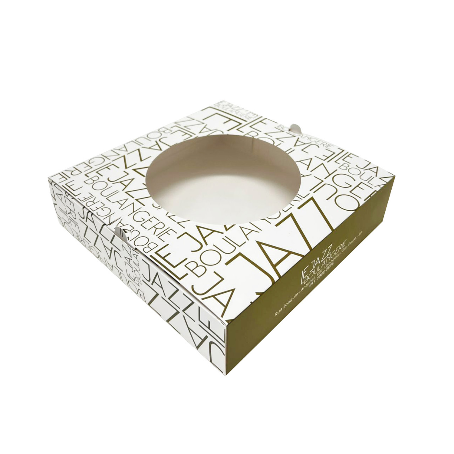 Embalagem para Torta com Visor Vazado (21,5 x 21,5 x 5,5 cm) Personalizado