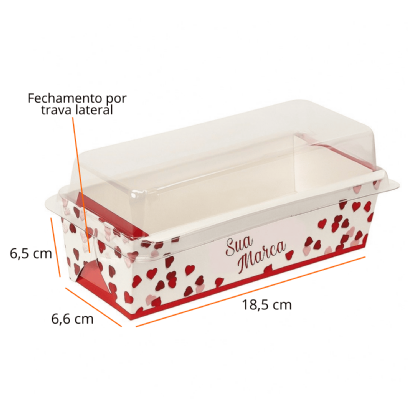 Forma Forneável Bolo Inglês Caseirinho 390g c/ Tampa (18,5 x 6,6 x 6,5 cm) Personalizada